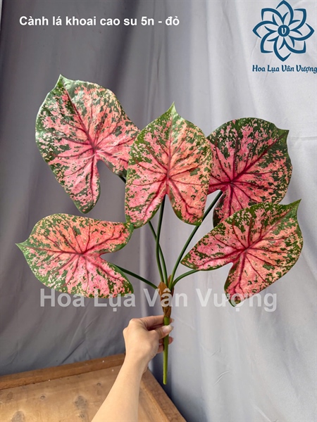 Cành lá khoai cao su 5n - Lá cành dài - Hoa Lụa Vân Vượng