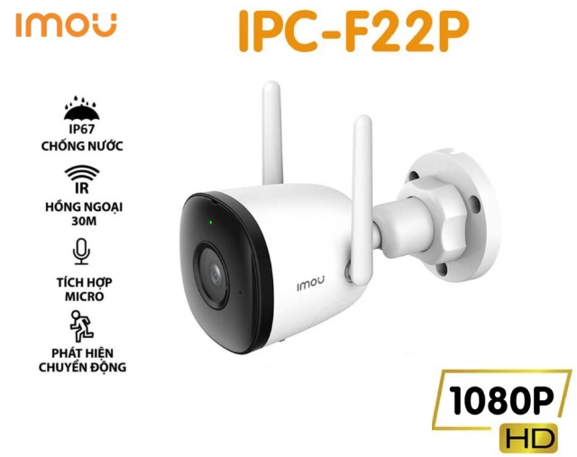 CAMERA IP WIFI NGOÀI TRỜI IMOU F22P BULLET 2.0MP FULL HD