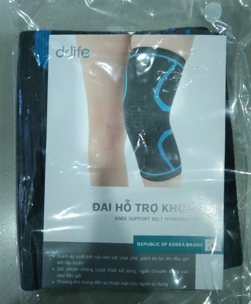 Đai hỗ trợ cố định đầu gối dùng để phòng ngừa hỗ trợ điều trị vùng khớp gối và hỗ trợ điều trị các chấn thương nhẹ vùng xương bánh chè. Model: HME 386-1 cỡ L - Nhãn hiệu DR. LIFE