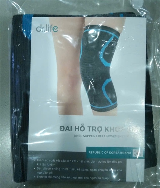 Đai hỗ trợ cố định đầu gối dùng để phòng ngừa hỗ trợ điều trị vùng khớp gối và hỗ trợ điều trị các chấn thương nhẹ vùng xương bánh chè. Model: HME 386-1 cỡ M - Nhãn hiệu DR. LIFE