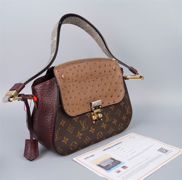 Túi LV hoa nâu nắp da đà điểu sz26 (HC) +