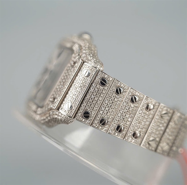 Đồng hồ Cartier mặt vuông và quai full kim cương (133540XX) (HC) +