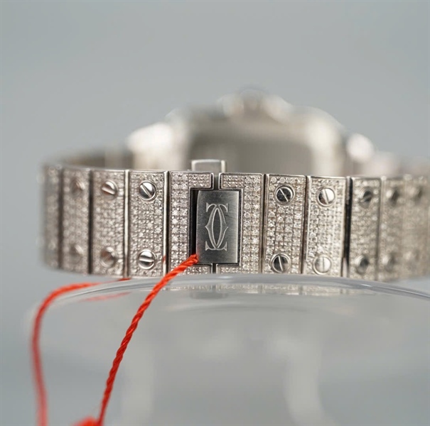 Đồng hồ Cartier mặt vuông và quai full kim cương (133540XX) (HC) +