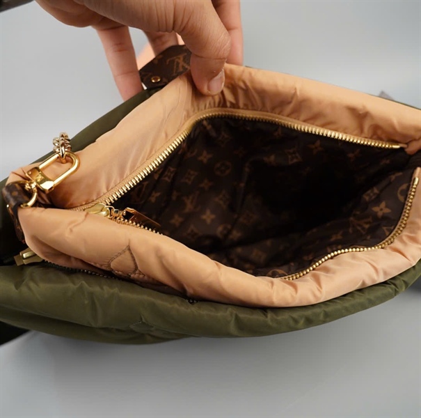 Túi LV đeo chéo da cừu sét 3 xanh nude kèm ví 2 strap sz33-28 (HC)+