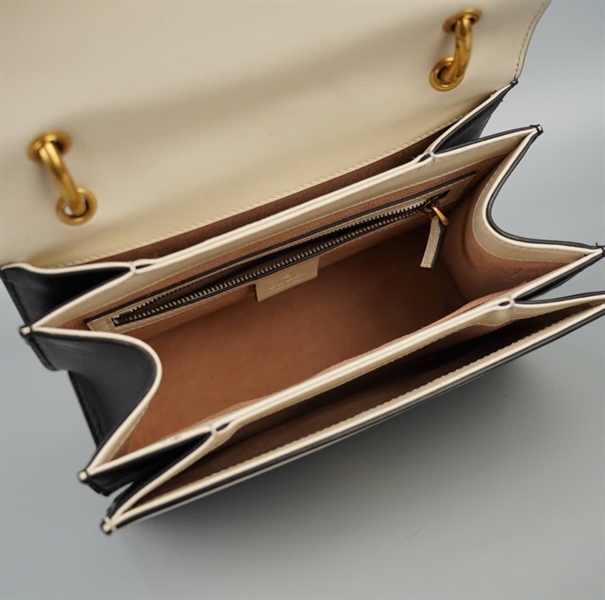 Túi GG đen phối trắng khóa con ong (476541493075) sz23 KG+