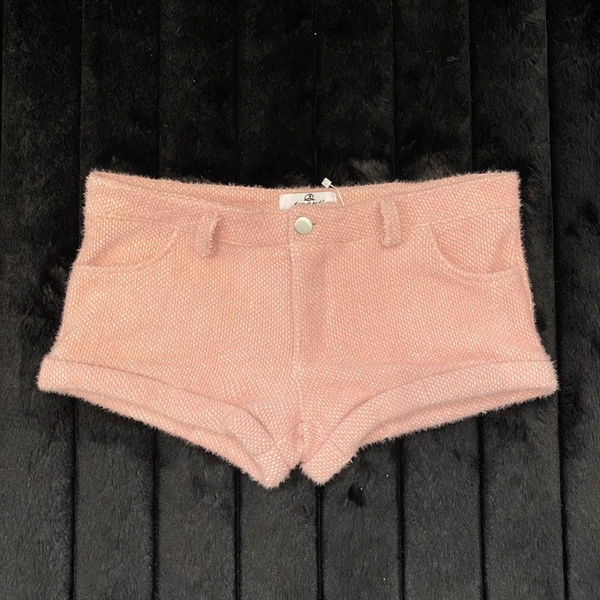 TWENTI Short Lông Thỏ Trơn Cạp Trễ - HỒNG - 1