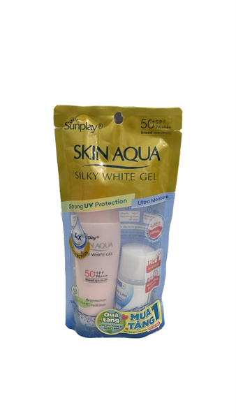 Gel chống nắng sunplay skin aqua silky white gel spf 50+ hồng (t/30gr) (mẫu ngẫu nhiên)