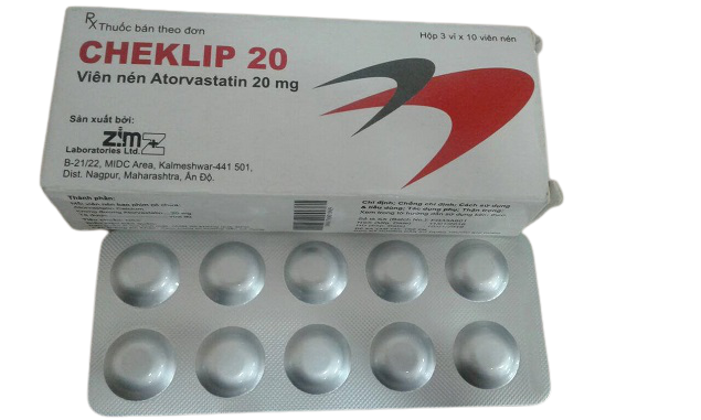 Cheklip atorvastatin 20mg tablets ấn độ (h/30v)