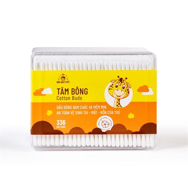 Tăm bông cotton buds for kids bạch tuyết (hộp chữ nhật/336 que)