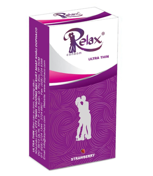 Bao cao su relax ultra thin strawberry (hộp/12 cái)