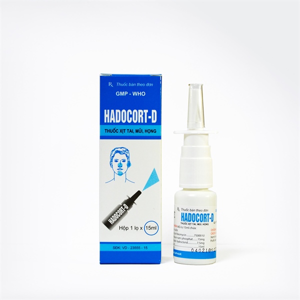 Thuốc xịt tai mũi họng hadocort-d hataphar (c/15ml)