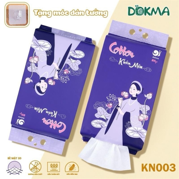 Khăn khô mềm Cotton dokma tím 20CMX20CM KN003