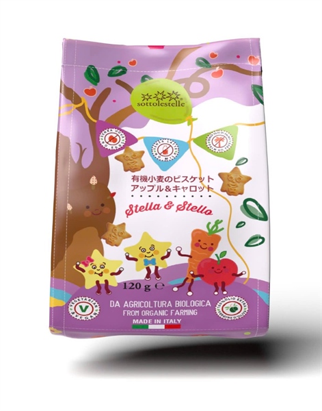 Bánh qui táo cà rốt hữu cơ cho bé Sottolestelle 120gr