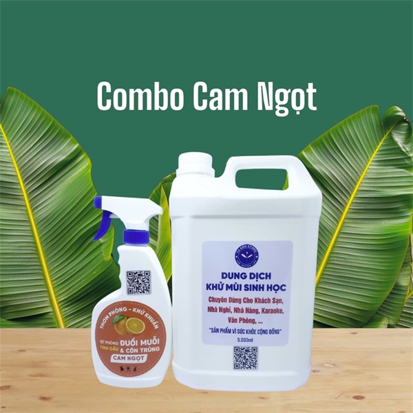 Khử mùi sinh học chuyên dùng Karaoke, Khách sạn, Nhà hàng, Văn phòng, Xe hơi - Combo Cam ngọt