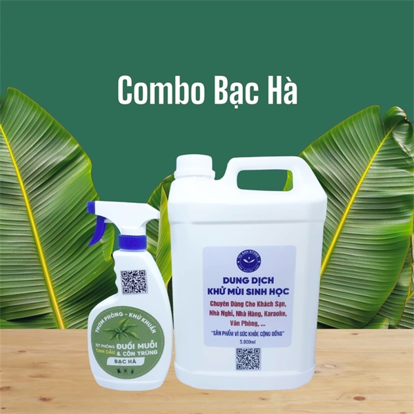Khử mùi sinh học chuyên dùng Karaoke, Khách sạn, Nhà hàng, Văn phòng, Xe hơi - Combo Bạc hà