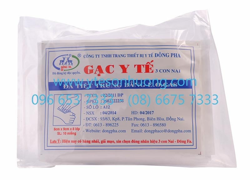 Gạc y tế 5x6cm Đông Pha (nhỏ) (gói/10 miếng)
