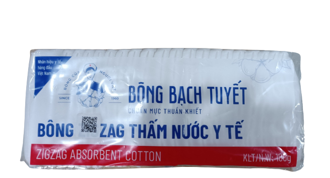 Bông zigzag cắt miếng bạch tuyết 100gr (gói)