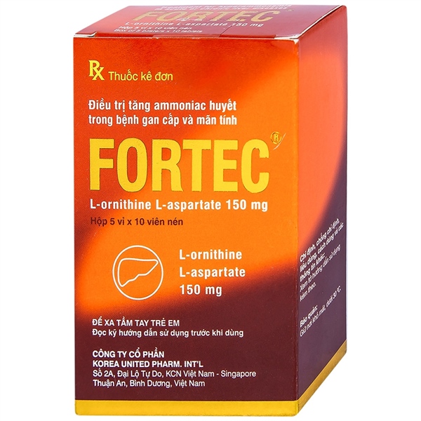 Fortec l ornithine 150mg korea united pharm (h/50v)