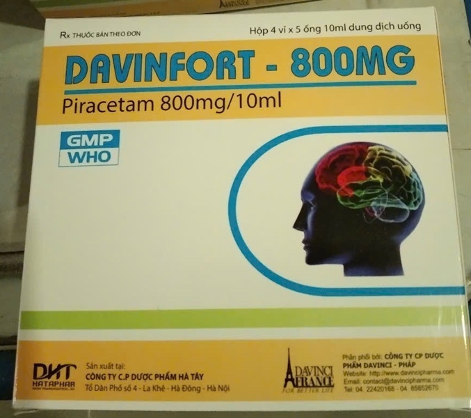 Davinfort - 800mg (Piracetam 800mg/10ml) (Hộp 4 vỉ x 5 ống) - Hà Tây