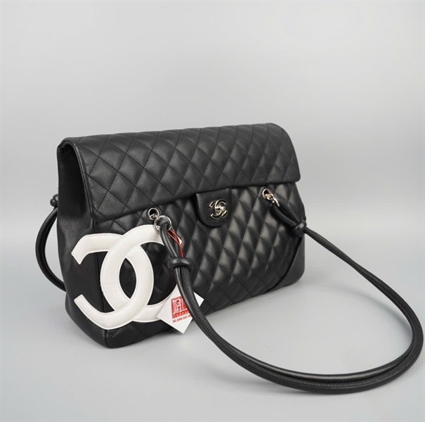Túi Chanel Ligne Cambon đen in logo (10059163) sz33 KG+