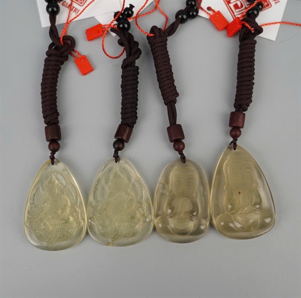 Mặt dây phật thạch anh vàng +