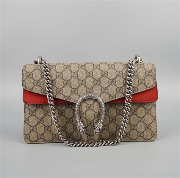 Túi GG Dionysus xám viền đỏ (400249486628) sz26 (BQ) KG+