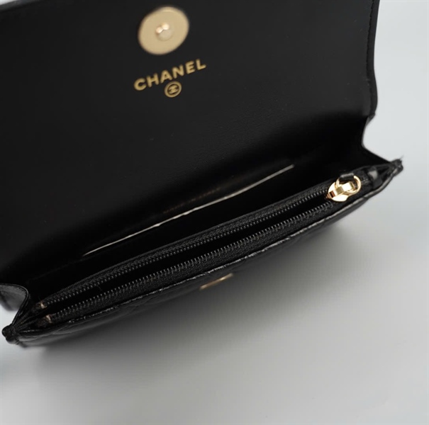 Túi Chanel đen dây trân châu (30676470) sz15 (BQ) KG+