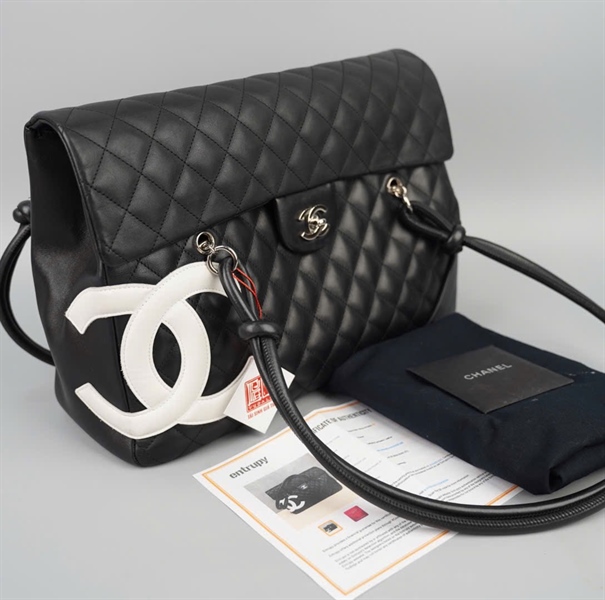 Túi Chanel Ligne Cambon đen in logo (10059163) sz33 KG+