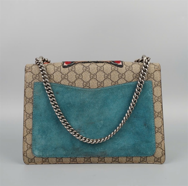 Túi GG Dionysus màu xám viền xanh thêu hổ sz30 (BQ) KG+