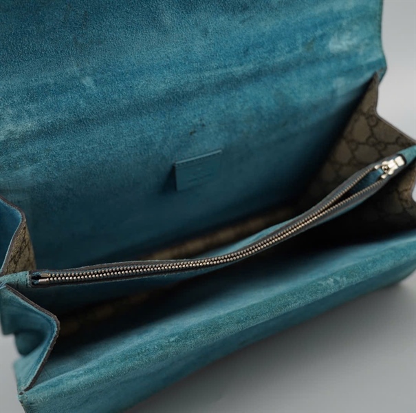 Túi GG Dionysus màu xám viền xanh thêu hổ sz30 (BQ) KG+