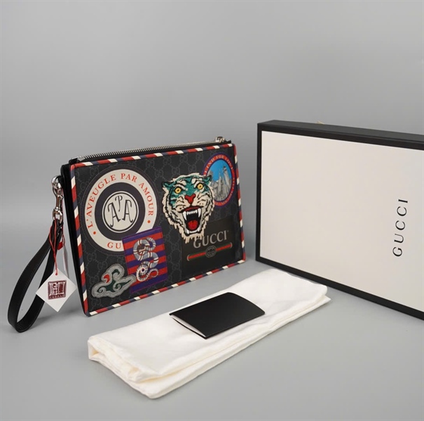 Túi GG Clutch màu đen tiger sz30 KG+