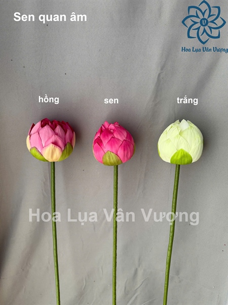 Sen quan âm - Hồng - Sen - Hoa Lụa Vân Vượng
