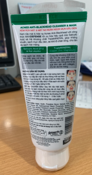 Kem rửa mặt và mặt nạ ngăn ngừa mụn đầu đen (Acnes anti-blackhead Cleanser & mask) 100g - Vrohto 2