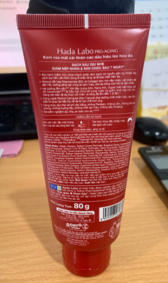Kem rửa mặt cải thiện lão hóa da (Hada Labo Pro-aging Retinol B3 Cleanser) 80g - Rohto/VN 2