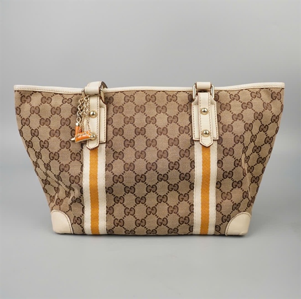 Túi GG tote màu xám viền trắng (137396467891) sz30 +