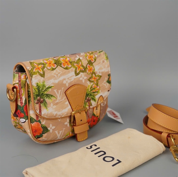 Túi LV Montsouris nude hoa trắng họa tiết sz18 (HC)+