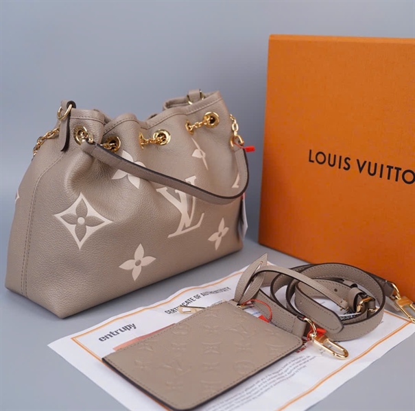 Túi LV Nóe nền nude hoa trắng kèm ví sz28 KG+