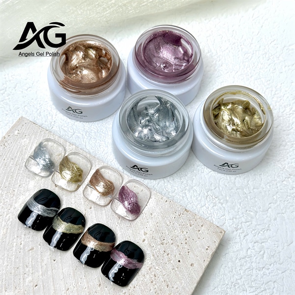 Set 4 màu nhũ kẻ viền. nhũ bạch kim siêu sáng,