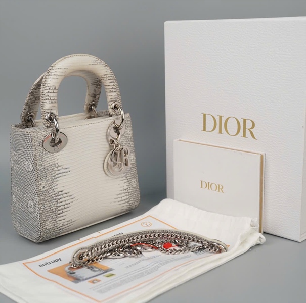 Túi Dior Lady Lizard trắng xám (02-MA-1203) sz mini (HC) +