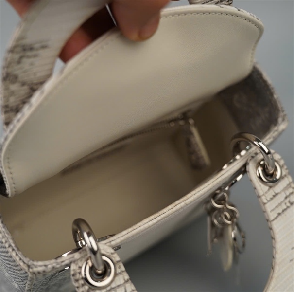 Túi Dior Lady Lizard trắng xám (02-MA-1203) sz mini (HC) +