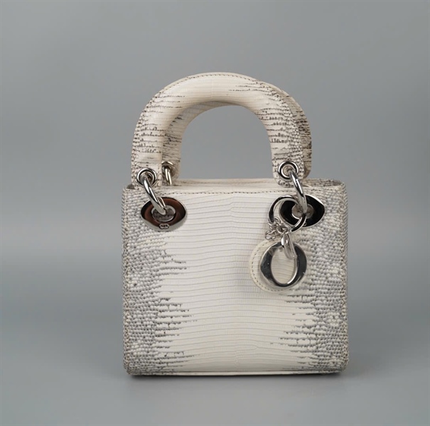 Túi Dior Lady Lizard trắng xám (02-MA-1203) sz mini (HC) +