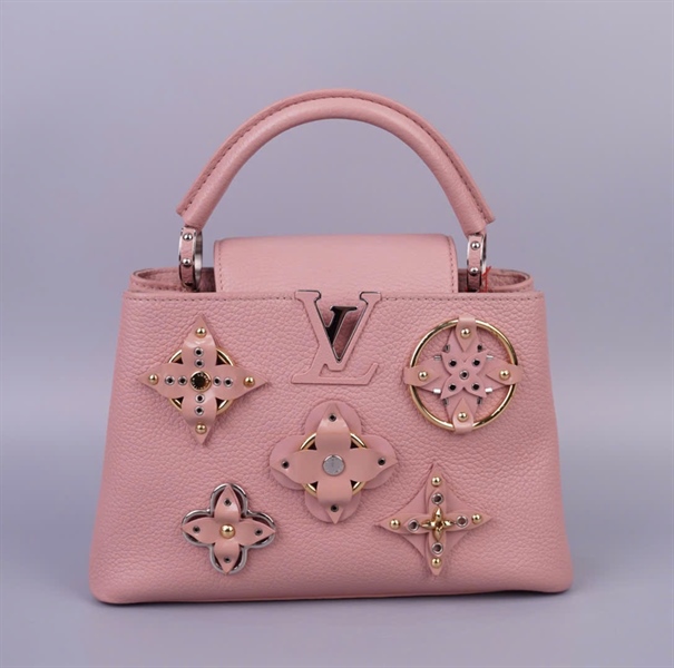 Túi LV Capu hồng đính hoa (AH2197) sz26 (HC)+