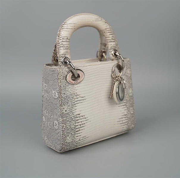 Túi Dior Lady Lizard trắng xám (02-MA-1203) sz mini (HC) +