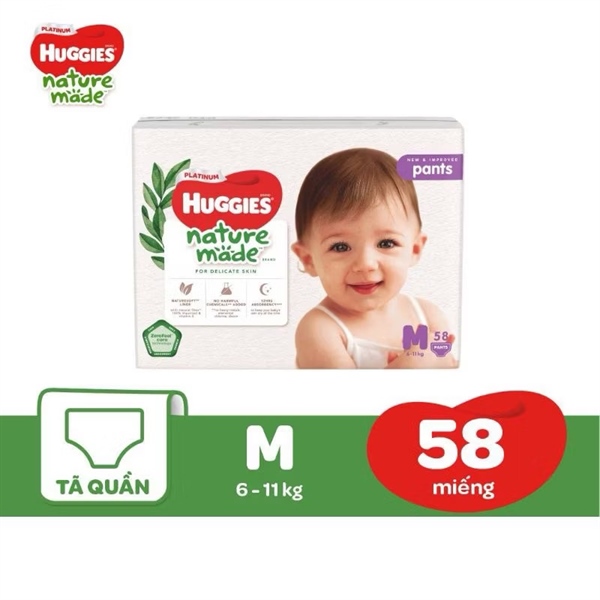 Bỉm quần Huggies Platinum Nature M58