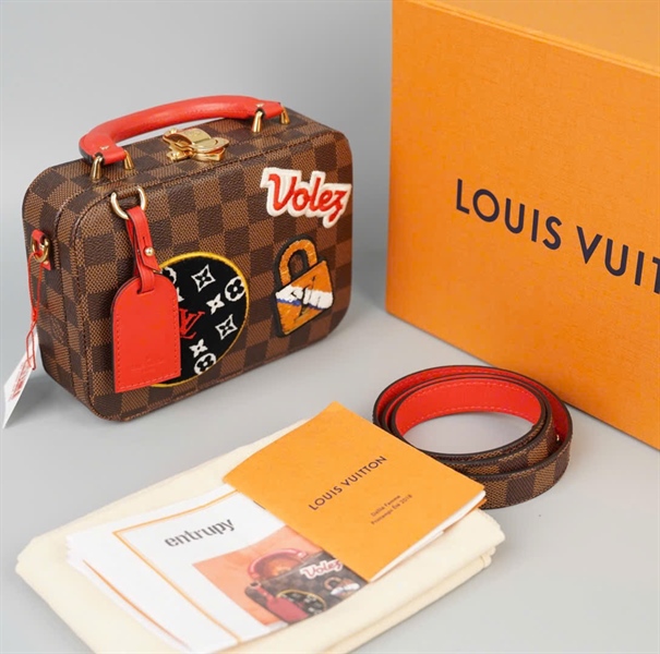 Túi LV Stories Box ô vuông nâu thêu hình (SN3108) sz19 KG+