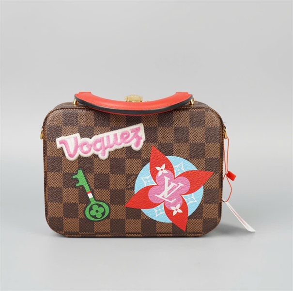 Túi LV Stories Box ô vuông nâu thêu hình (SN3108) sz19 KG+