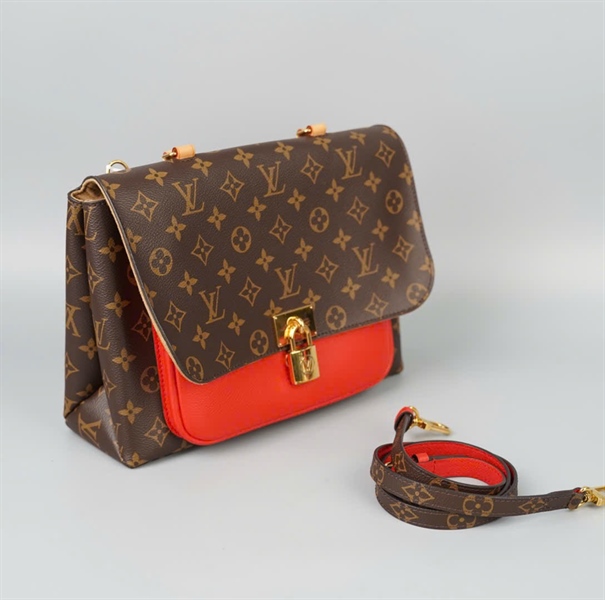 Túi LV Locky hoa nâu phối đỏ (FL4197) sz28 KG+