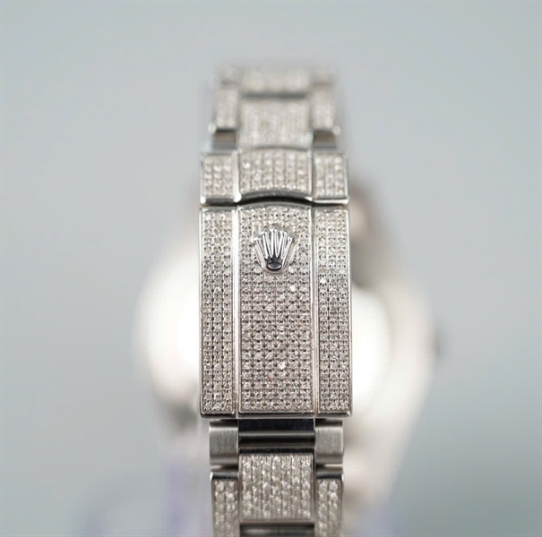 Đồng hồ Rolex bạc đính full đá (HC) KG+