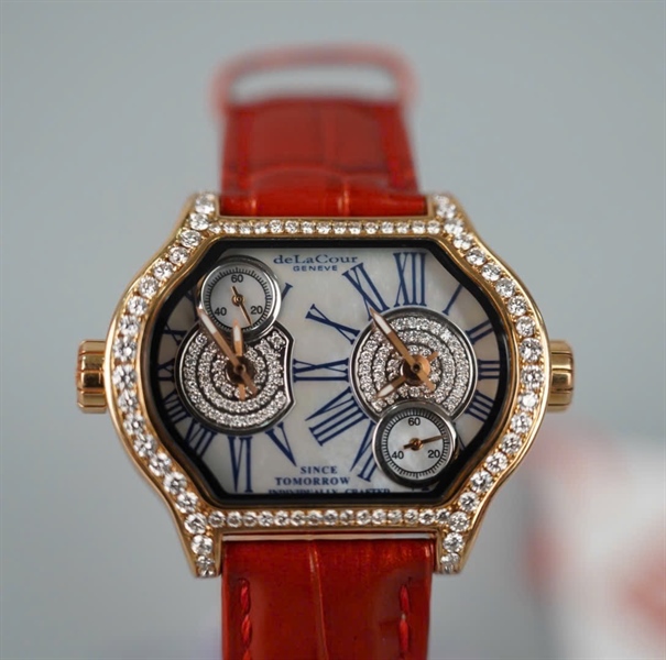 Đồng hồ Delacour dây đỏ (No581) (HC) KG+