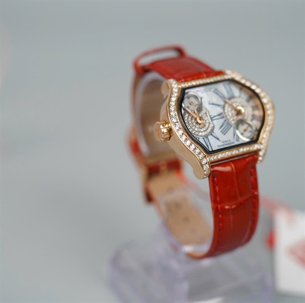 Đồng hồ Delacour dây đỏ (No581) (HC) KG+